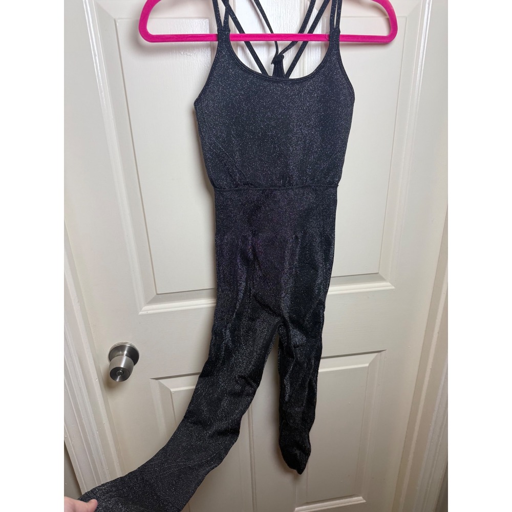 Fabletics x Khloe Kardashian Seamless Lurex Jumpsuit Black Sparkle